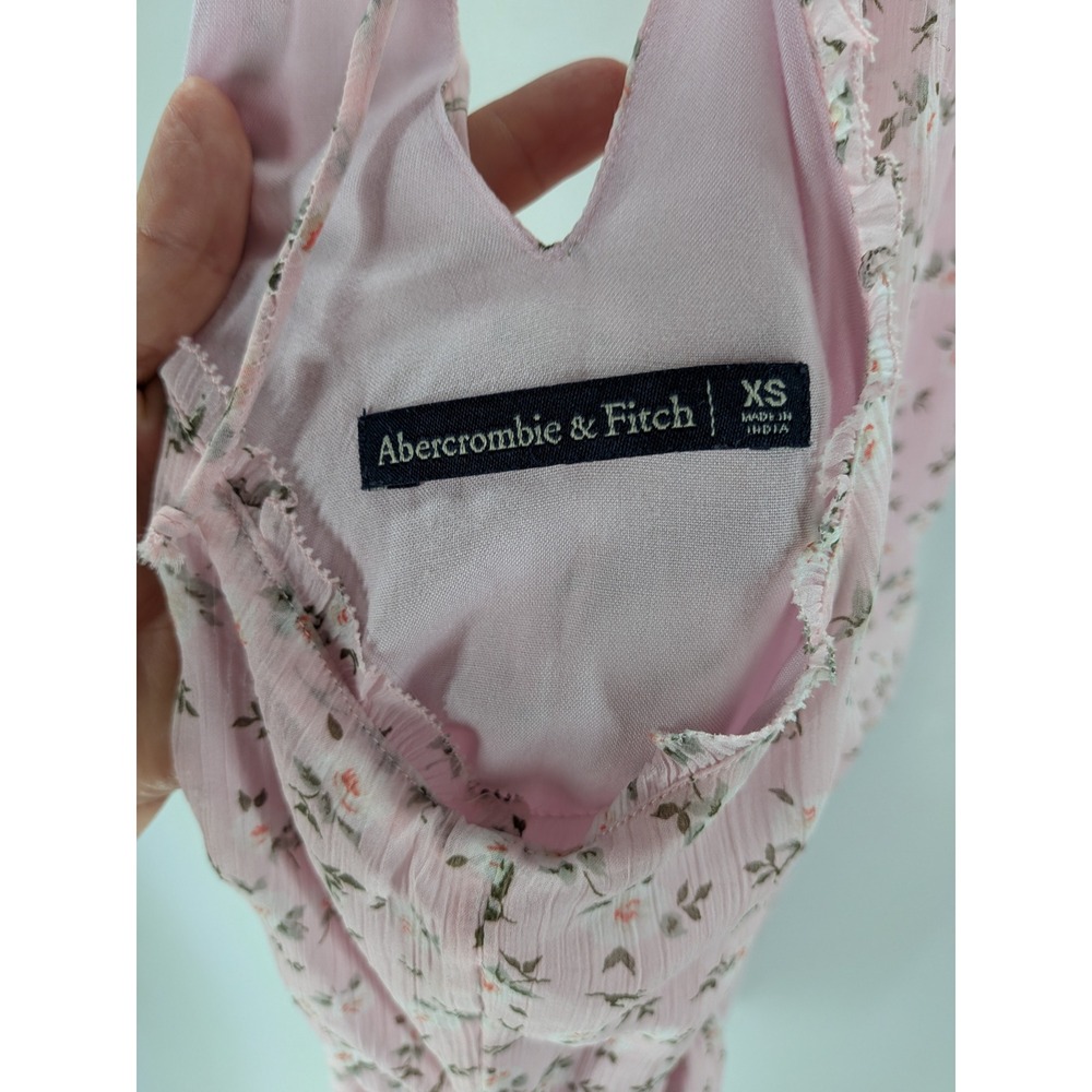 Abercrombie & Fitch Pink Floral Halter Mini Dress Strappy Back XS - Picture 3 of 4
